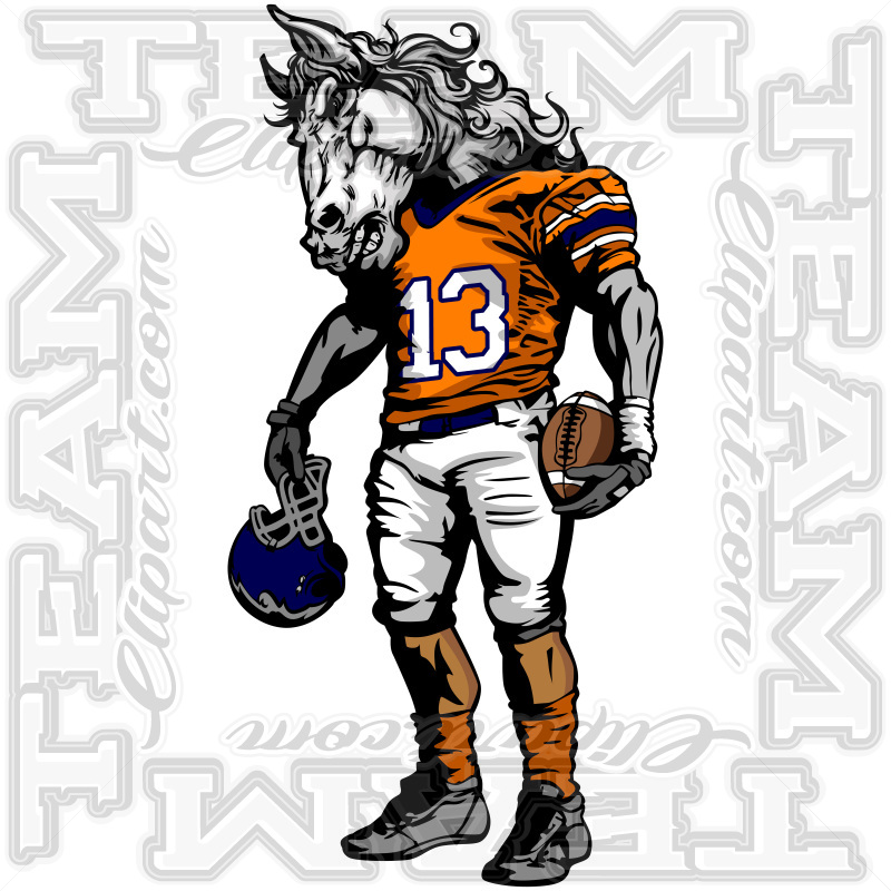 Mustang Mascot Football Image Modifiable Vector Format