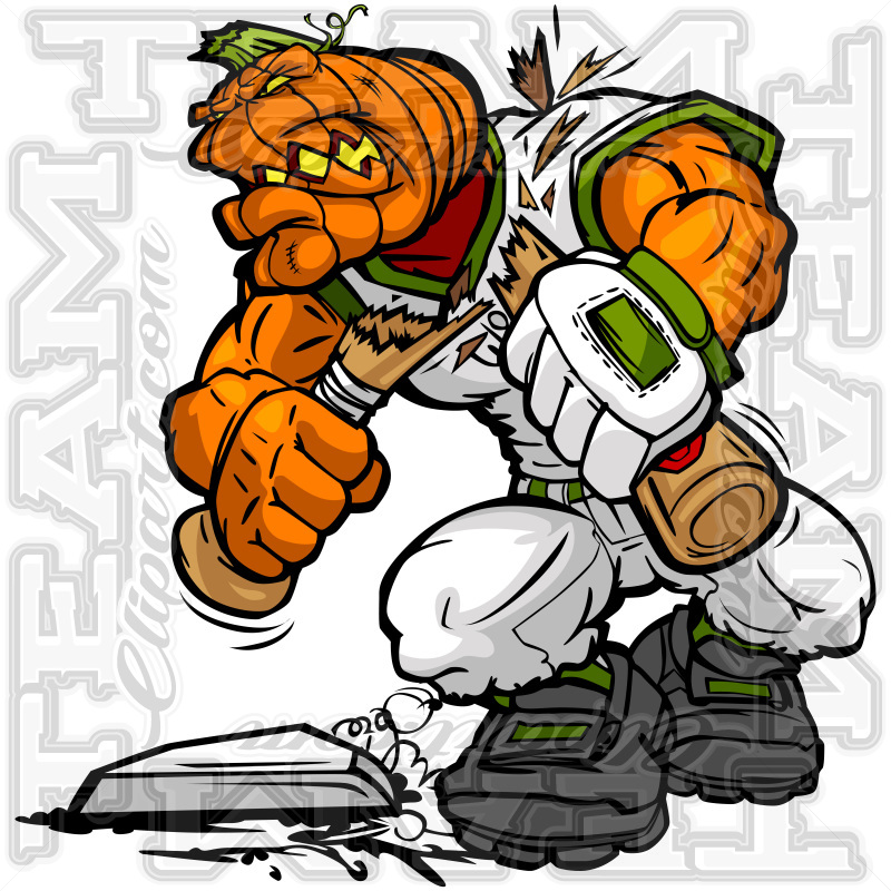Halloween Baseball Clip Art Image. Modifiable Vector Format.