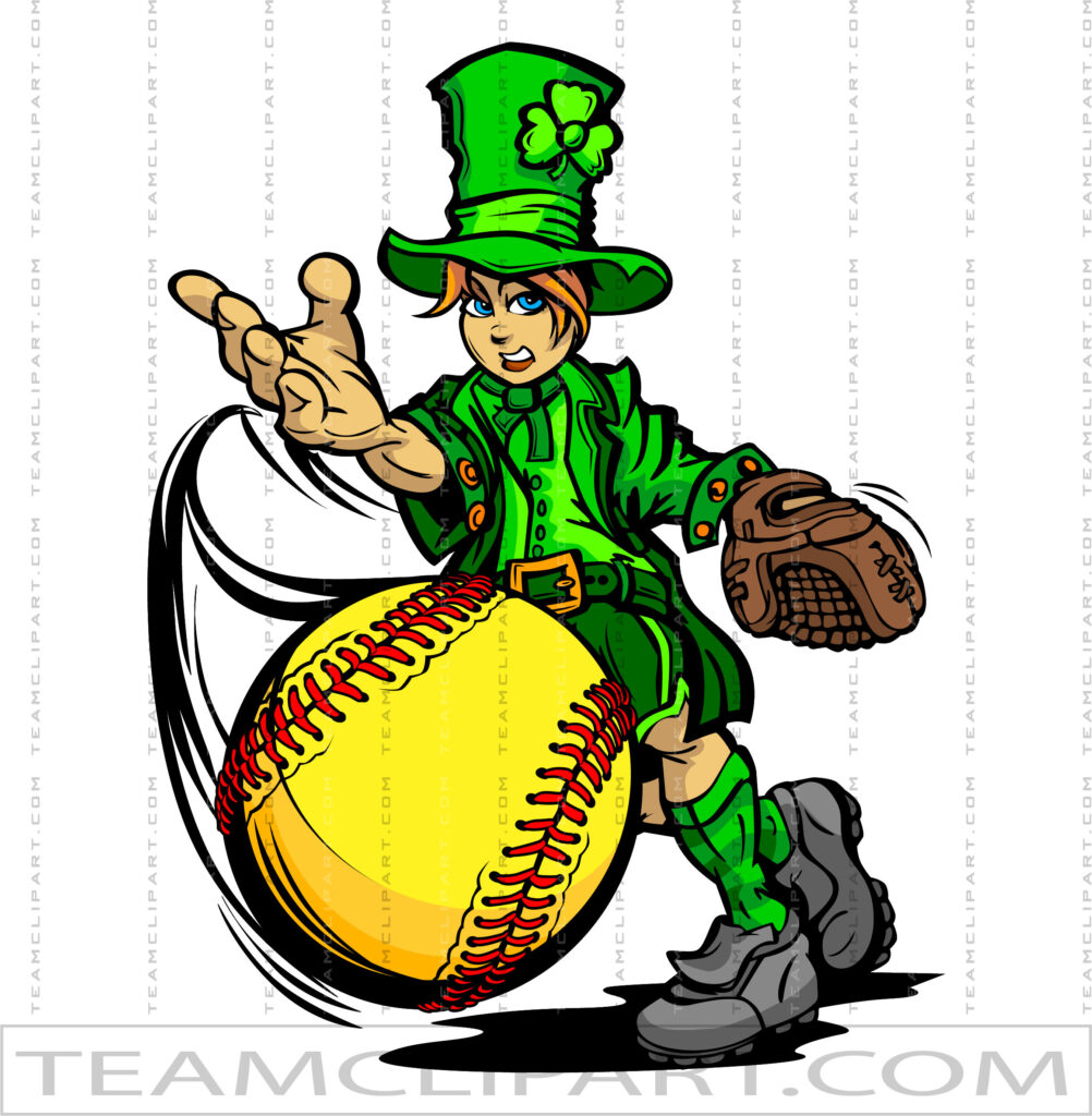 Leprechaun Pitching Softball Vector Format Eps Png Ai