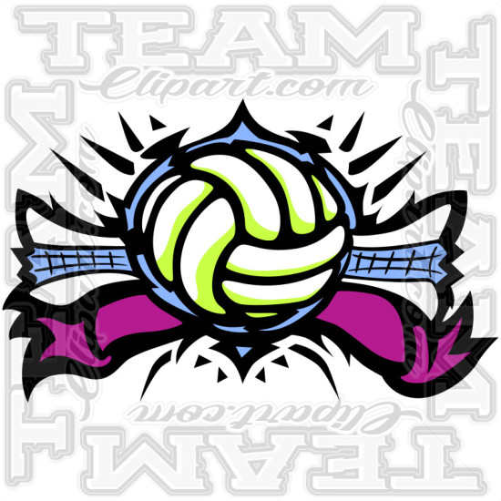 Volleyball Clipart Graphic Image. Modifiable Vector Format.