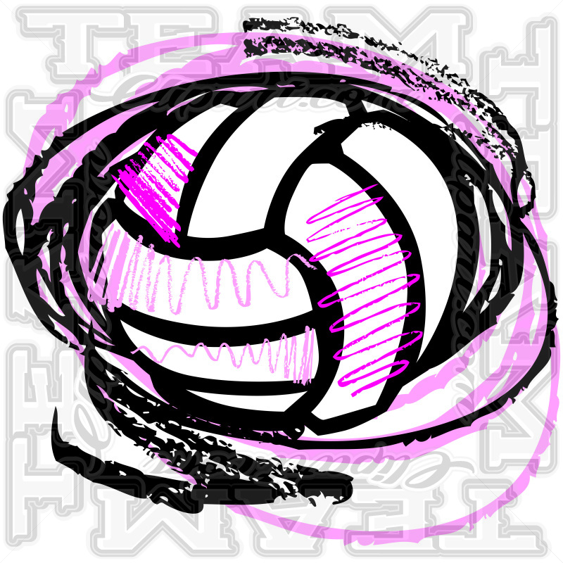 Sketch Volleyball Clipart Image. Modifiable Vector Format.