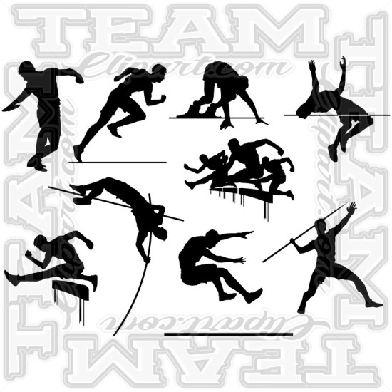 Track And Field Silhouettes Image. Modifiable Vector Format.