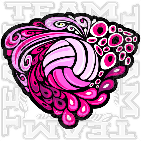 Pink Retro Volleyball Clipart