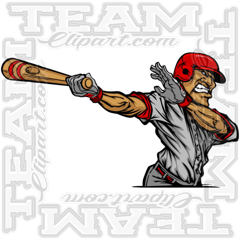 Baseball Batter Cartoon Image. Modifiable Vector Format.