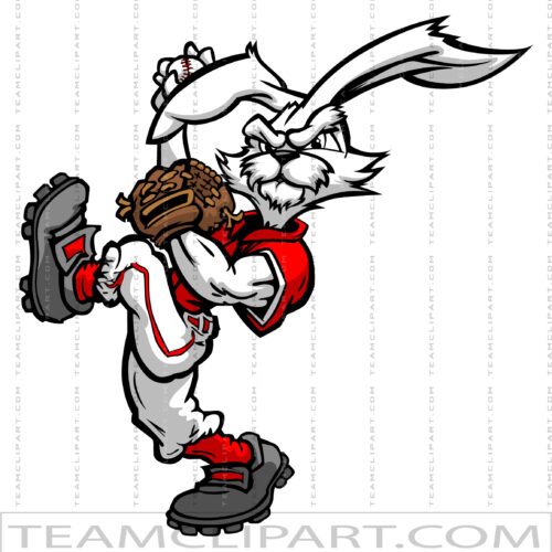 Easter Rabbit Pitching Baseball