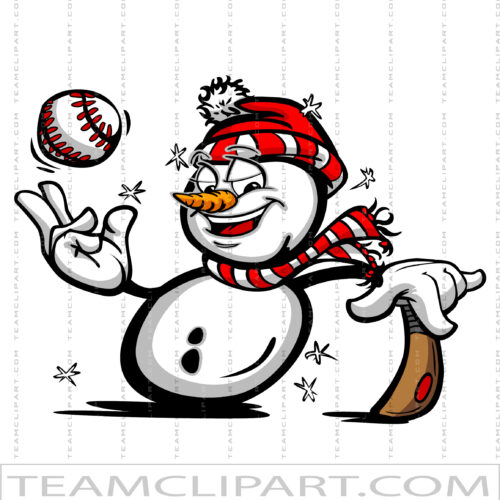 Vector Snowman Baseball
