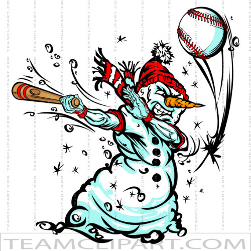 Cartoon Baseball Snowman