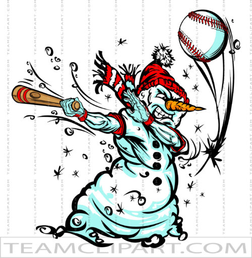 Cartoon Baseball Snowman