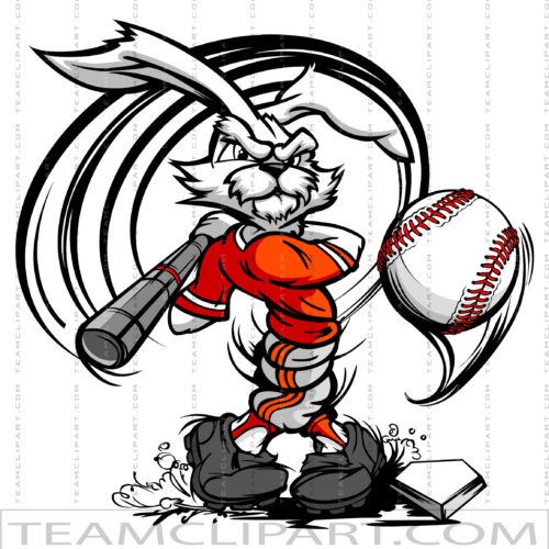 Easter Rabbit Baseball Player