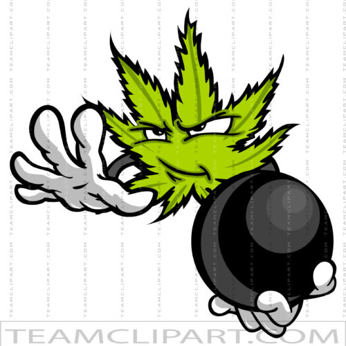 Cartoon Marijuana Leaf Bowler