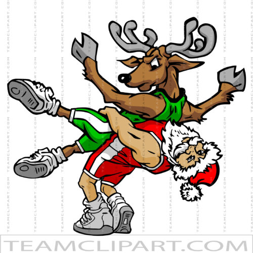 Santa Wrestling a Reindeer